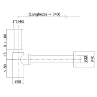 Sifone a bottiglia tondo con attacco 1"1/4G ZACC240AC