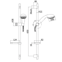 Saliscendi QUEEN doccia con asta ø22 x L.730 mm in metallo ZSAL121CR