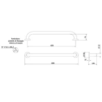 M90-NX maniglione lineare - cm 60 - serie inox M60-NX