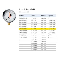 M1-ABS 63/R Manometro DN 63 ad attacco radiale 0÷6 bar, attacco G1/4B, cassa in plastica e indice rosso per impianti di riscaldamento PZFEA3206BB13