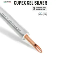 Tubo di rame CUPEX GEL SILVER ø1/2" x 1 (d. 12,70 mm) rivestito da guaina.  Spessore rivestimento 7 mm. Rotolo da 50 metri. Per climatizzazione. 2RGSIGREGD100B