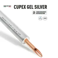 Tubo di rame CUPEX GEL SILVER  ø1/4" x 0,80 (d. 6,35 mm) isolato da una guaina - Spessore nominale isolante 9 mm - Rotolo da 50 metri 2RGSIGREGA075B