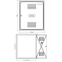 Cassetta per contatori gas con sportello in vetroresina - dim. 630 x 520 x 300 mm - A NORMATIVA UNI 9036:2015 00000050856