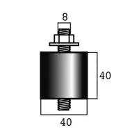 Kit antivibranti 40x40 mm per staffe con inserti metallici filettati M8 (4 pz.) 00000011222