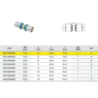 4001 Manicotto ø16 x 16 raccordo in ottone a pressare DeltaPress per acqua 4001160000001