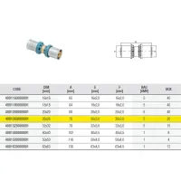 4001 Manicotto ø26 x 26 raccordo in ottone a pressare DeltaPress per acqua 4001260000001