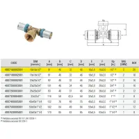 4007 Tee a 90° ø16 x 1/2"F x 16 con derivazione femmina raccordo in ottone a pressare DeltaPress 4007160002001