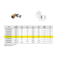 4009 Gomito ø26 x 3/4"F a 90° con derivazione femmina in ottone a pressare DeltaPress 4009260003001