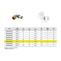 4009 Gomito ø32 x 1"F a 90° con derivazione femmina in ottone a pressare DeltaPress 4009320004001