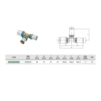 4013 Tee a 90° ø20 x 20 x 16 ridotto in ottone a pressare DeltaPress 4013202016001