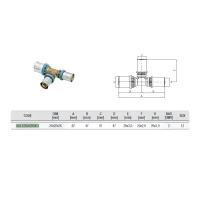 4013 Tee a 90° ø26 x 20 x 26 ridotto in ottone a pressare DeltaPress 4013262026001