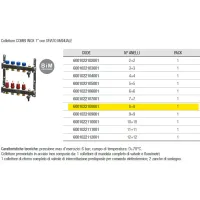 60010221 Collettore COMBI INOX 1" con sfiato manuale - n° anelli 8+8 6001022108001