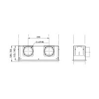 Bocchetta ComfoCase CLD/P 2x DN90 larga, altezza 115 mm - Dim. 395x118x115 mm - attacco su lato lungo 988320507