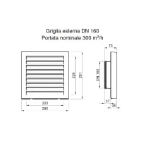 Griglia esterna inox per montaggio a parete DN 160 apribile 990430584