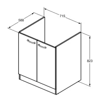 Ideal Standard Lago mobile sottolavatoio con asse in legno L.72 P.60 cm, colore bianco finitura lucido (solo mobile, senza lavatoio) J0027PW