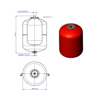 EXTRAVAREM LR CE vaso di espansione per riscaldamento da 25 litri con membrana fissa EXTRAVAREM LR con flangia aggraffata UR025231CS000000