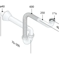 Sifone salva-spazio in PP connessione flessibile - Misura 1"1/4 × ø40 2126.5546