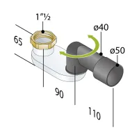 Sifone vasca in PP ø1"1/2 x 40/50 ribassato -290.4008