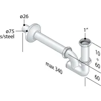 Sifone "U" lavabo in ottone cromato ø1" x ø26 mod. Europa -324.2224