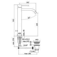 Light miscelatore lavabo prolungato con scarico Clic-Clac 1"1/4G LIG081KCR