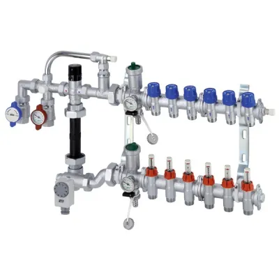 3564 - Gruppo per impianti a pannelli radianti con flussimetri - 7 derivazioni - Misura 1" 3564 107