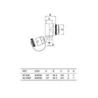 AC 630 Terminale orientabile per collettore con rubinetto di scarico incorporato in plastica 1/2" F x 1" M 500256