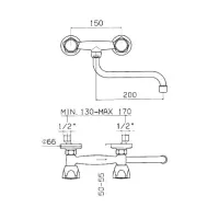 Miscelatore tradizionale a parete, collo girevole da 20 cm. 7033\0741\B121