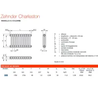 Radiatore tubolare multicolonna Zehnder Charleston 2180 da 2 colonne, 10 elementi, H.1800 mm - Colore bianco RAL9016 - Allacciamento: 1270 2180-010-1270-9016