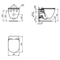 Ideal Standard Tesi vaso sospeso AquaBlade con sedile slim con chiusura rallentata e sgancio rapido, colore bianco seta finitura opaco T3546V1