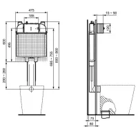 Ideal Standard Prosys 80 cassetta di risciacquo ad incasso per vaso wc a terra, cassetta di scarico per water R014767