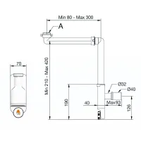 Sifone "SPAZIO BAGNO NT" ispezionabile per lavabo completo di raccordo 1"-1"1/4 uscita ø 32-40 A.8274.01