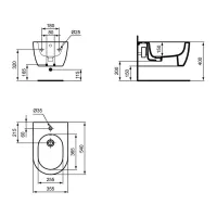 Ideal Standard Blend Curve bidet sospeso monoforo, con troppopieno, colore bianco finitura lucido T375001