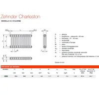 Radiatore tubolare multicolonna Zehnder Charleston 2086 da 2 colonne, 20 elementi, H.858 mm - Colore bianco RAL9016 - Allacciamento: S001 2086–20–S001–9016