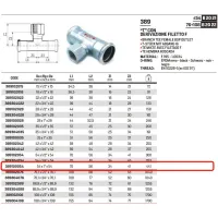 Tee con derivazione filetto F ø54 x 1"F x 54 a pressare 389100054