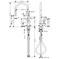 Talis M54 Miscelatore cucina monocomando 210, bocca d'erogazione (doccetta) estraibile, 1jet - Finitura Cromo 72802000