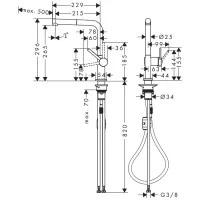 Talis M54 Miscelatore cucina monocomando 270, bocca d'erogazione estraibile, 1jet -  Finitura Cromo 72808000