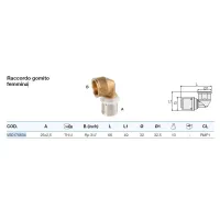 Raccordo gomito femmina 25x2,5 x 3/4" Pexal Brass - raccordo a pressare VS0170634