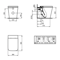 Ideal Standard Blend Cube vaso a terra AquaBlade universale, a filo parete, senza brida e senza sedile, colore bianco finitura lucido T368801