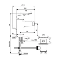 Ideal Standard Ceraplan miscelatore monocomando bidet, con scarico e fissaggio EasyFix, finitura cromo BD248AA BD248AA