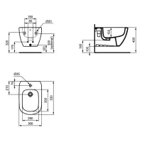 Ideal Standard Tesi bidet sospeso monoforo, con fissaggi nascosti, colore bianco T457001