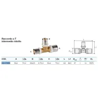 Raccordo a Tee intermedio ridotto 50x4 x 25x2,5 x 50x4 Pexal Brass - raccordo a pressare VS0170868