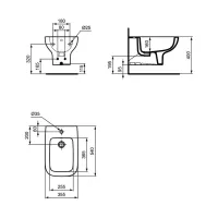 Ideal Standard I.LIFE A bidet sospeso monoforo, monoforo, con troppopieno, colore bianco finitura lucido T452401