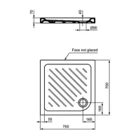 Ideal Standard Eurovit piatto doccia bianco 75x75x7 cm. Piatto doccia in ceramica serie Eurovit con righe diagonali e foro per piletta da 90 . T468601