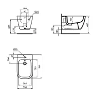 Ideal Standard I.LIFE B bidet sospeso, monoforo, con foro del troppopieno, colore bianco finitura lucido T461501