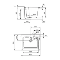 Ideal Standard Lago lavatoio da incasso per lavanderia L.61 P.60 H.37 cm, colore bianco finitura lucido T473001