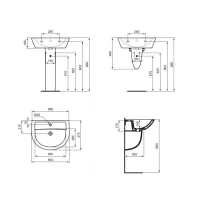 Ideal Standard Eurovit - Lavabo 600x470 mm, con troppopieno e foro per miscelatore, bianco W332301