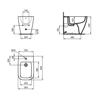 Ideal Standard I.LIFE B bidet a terra monoforo, a filo parete, con foro del troppopieno, colore bianco finitura lucido T461701