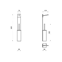 Click composizione verticale con fascia adesiva da 60 cm con accessori magnetici quali porta rotolo per carta igienica e porta scopino EVCK04B