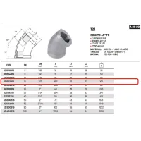 Gomito 45° FF 1/2" AISI316 - ISO4144 121102316L