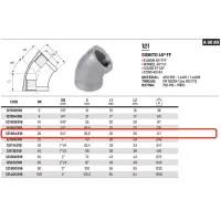 Gomito 45° FF 3/4" AISI316 - ISO4144 121304316L